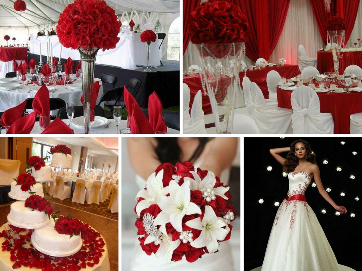 decoração casamento vermelho e branco versus vermelho e dourado