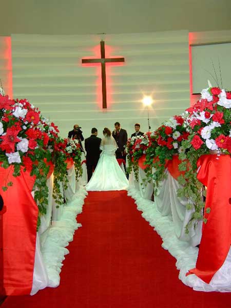 decoraçao de casamento simples e bonita vermelho