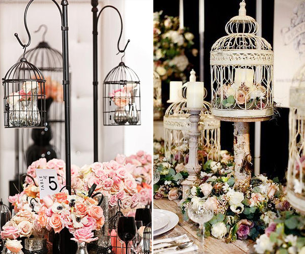 gaiolas suspensas decoração casamento ao ar livre