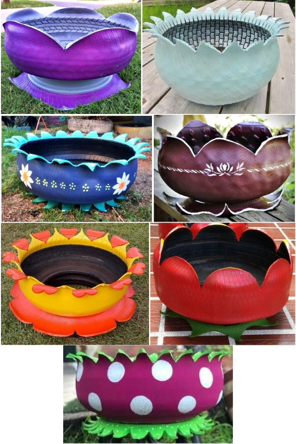 como fazer um banco de pneu para jardim