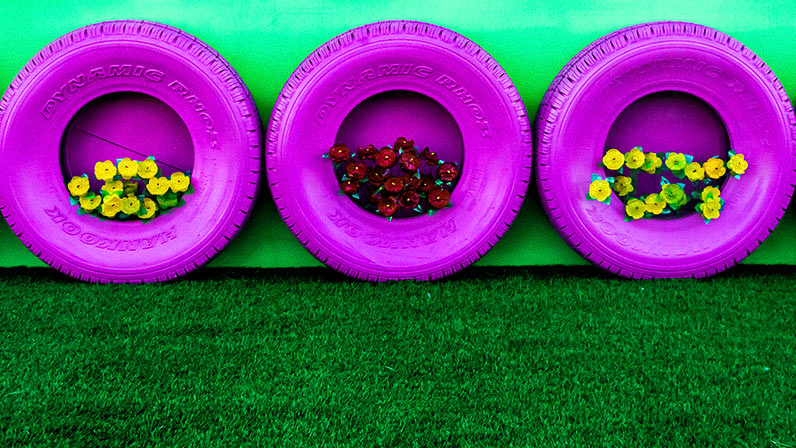 decoração de pneus para jardim