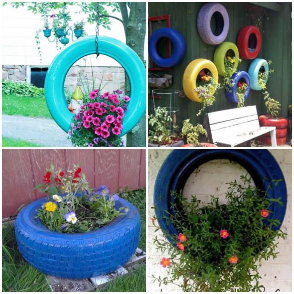 decoração de pneus para jardim