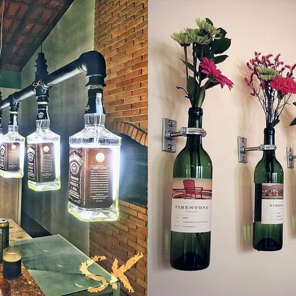 garrafa de cerveja decorada com tinta ou barbante qual melhor