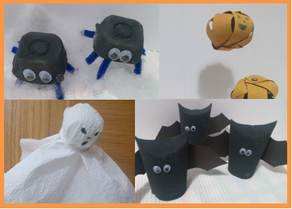 enfeites halloween com rolo de papel