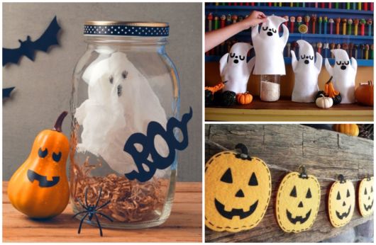 luminárias halloween potes vidro