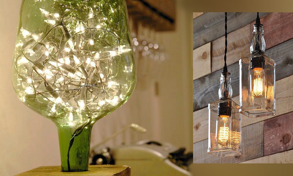 decoração rustica com garrafas
