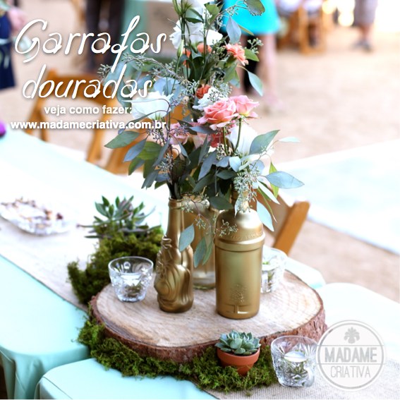 decoração rustica com garrafas