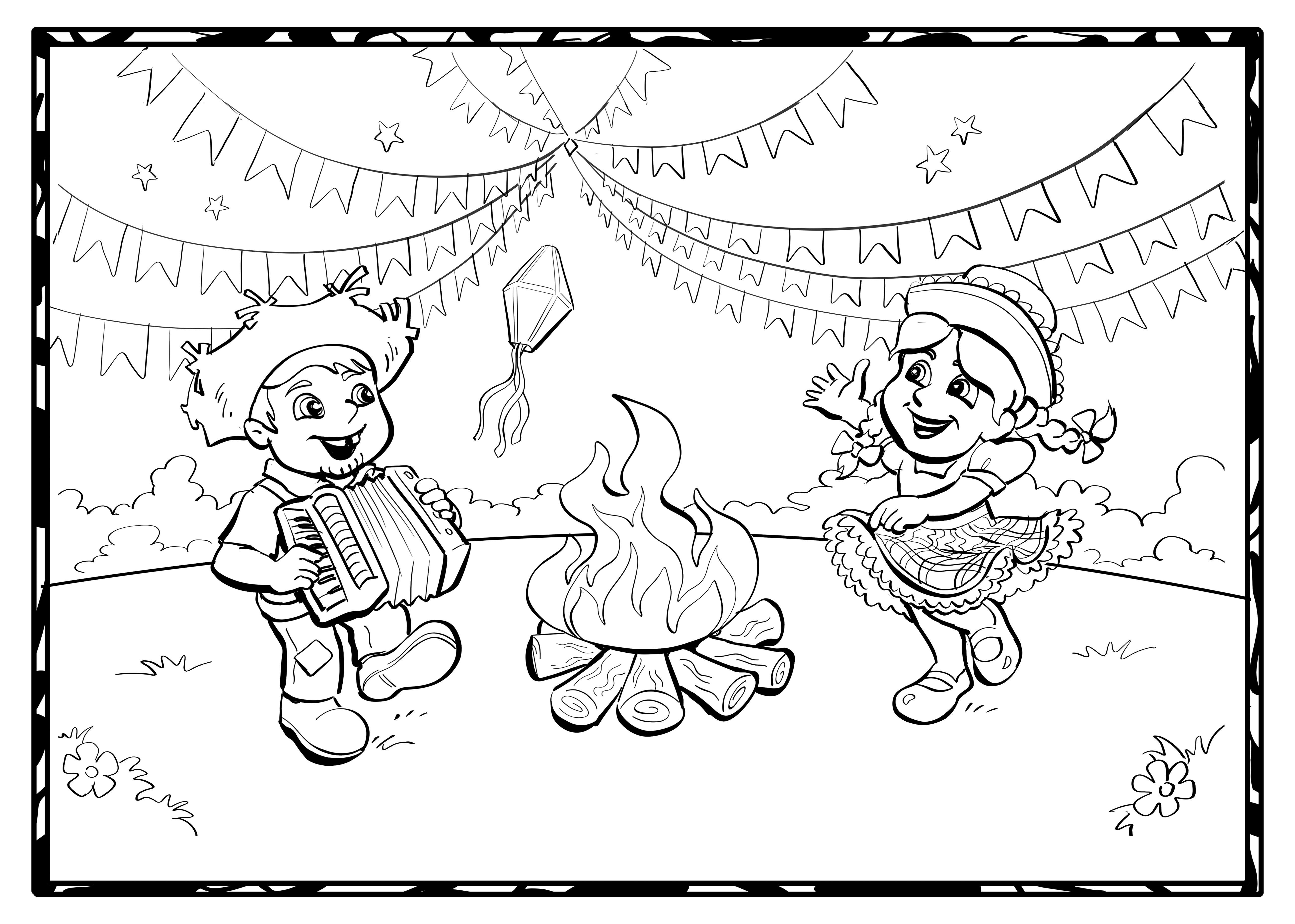 ideias de desenho colorido festa junina para imprimir