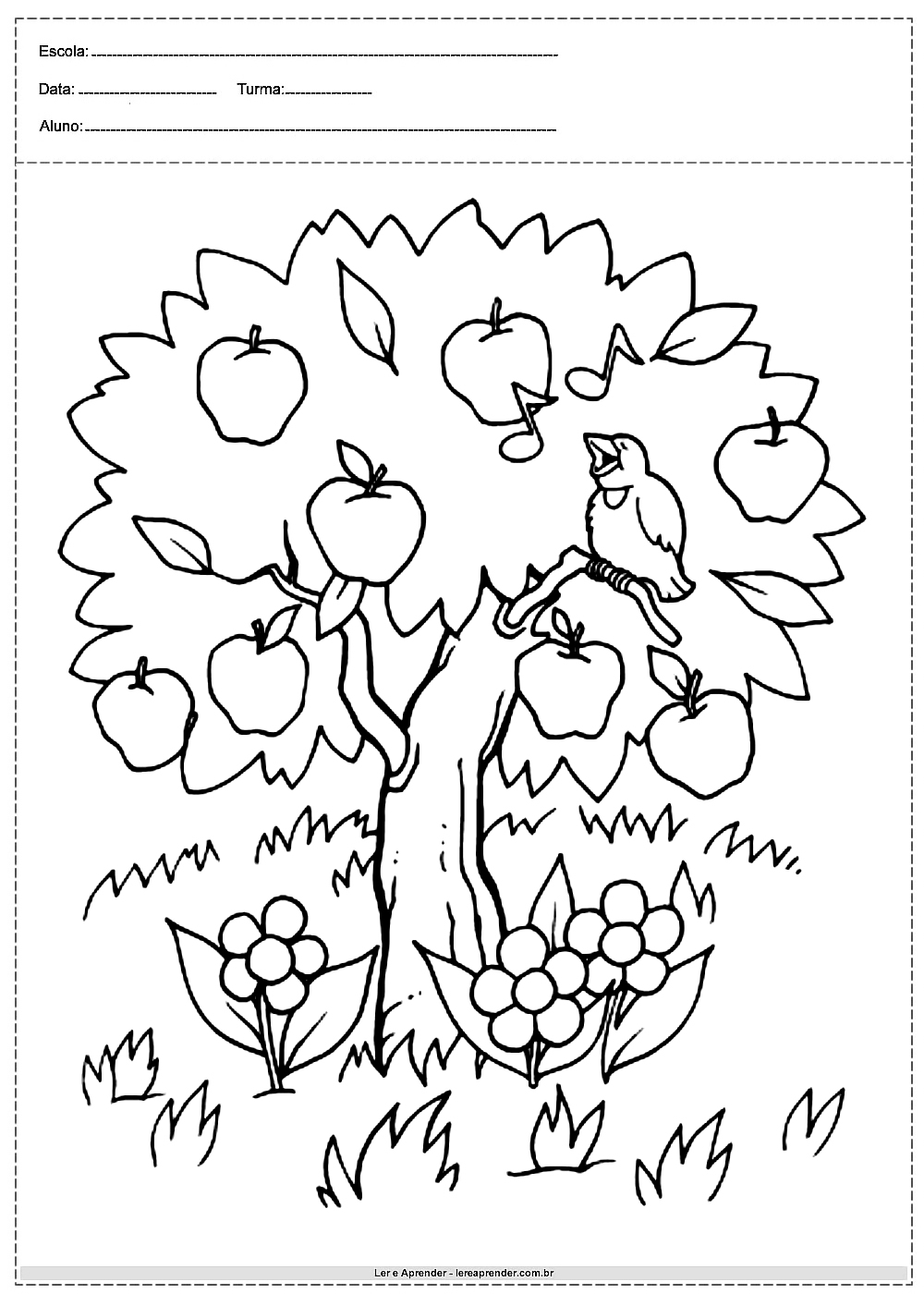 desenho de paisagem com árvore para pintar