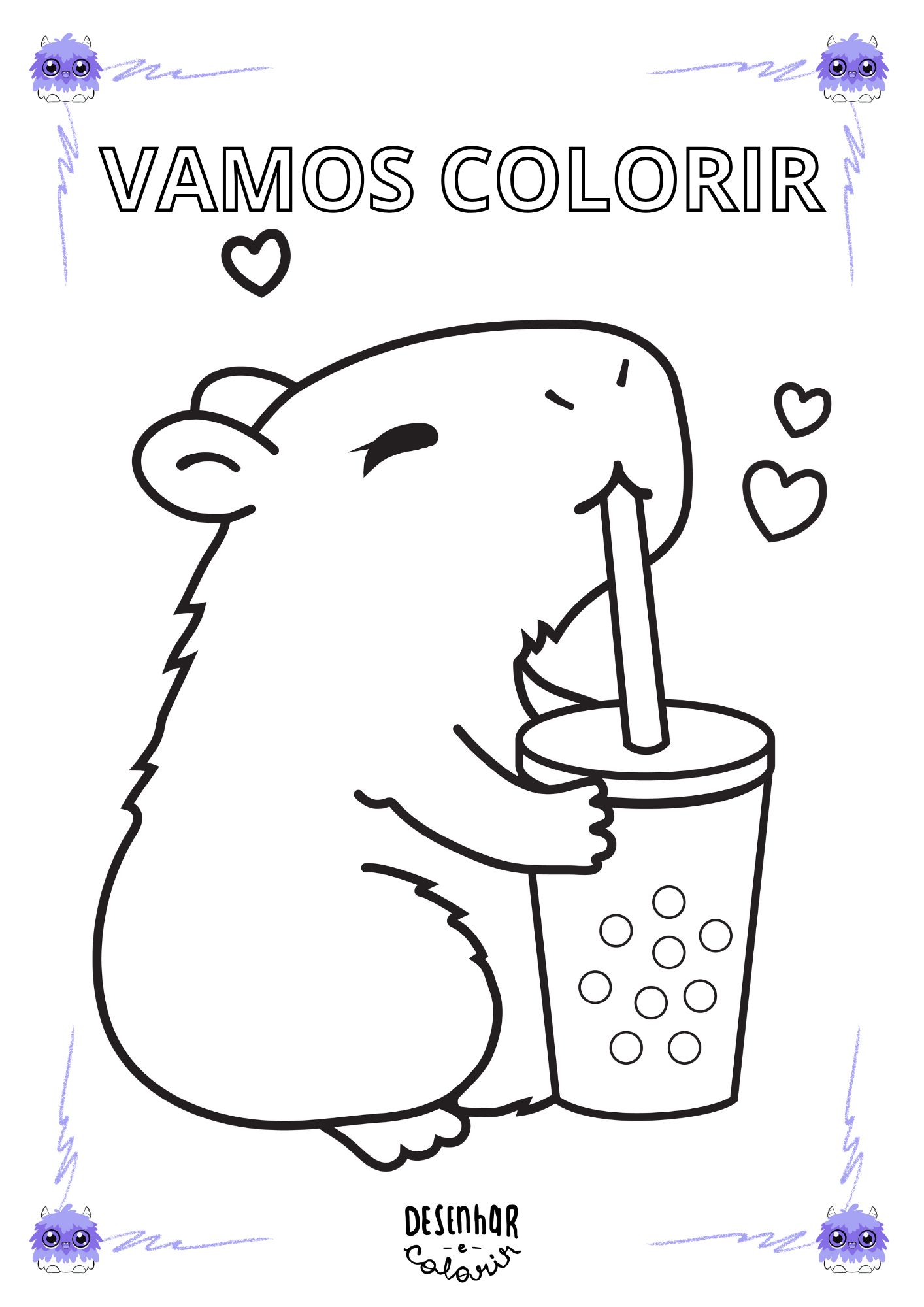 desenho de capivara para colorir