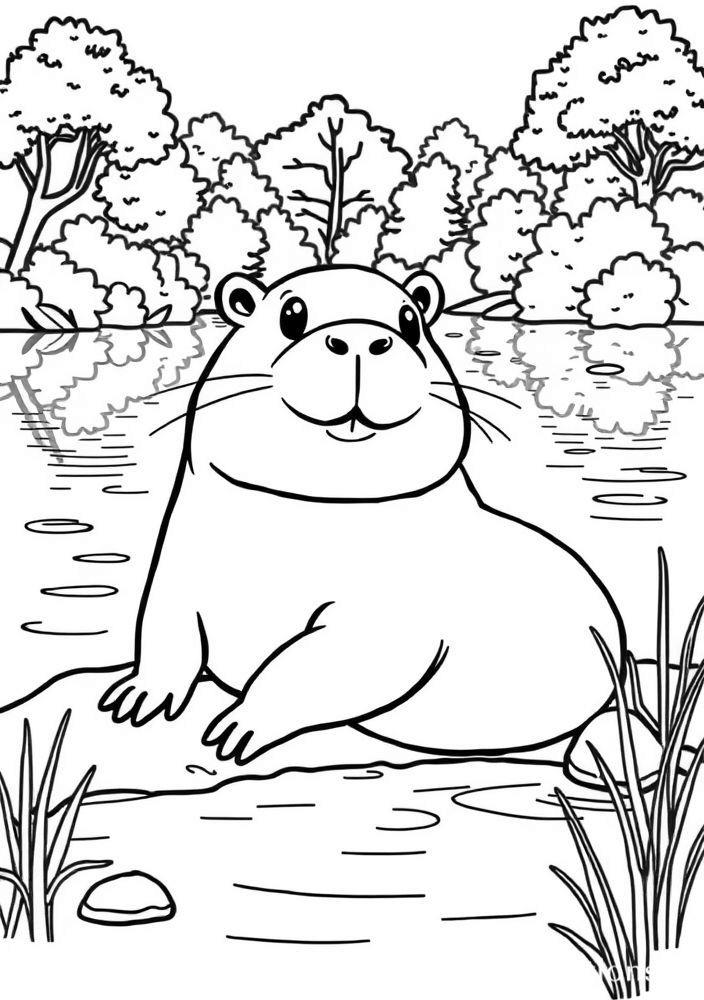 desenho de capivara realista para colorir online