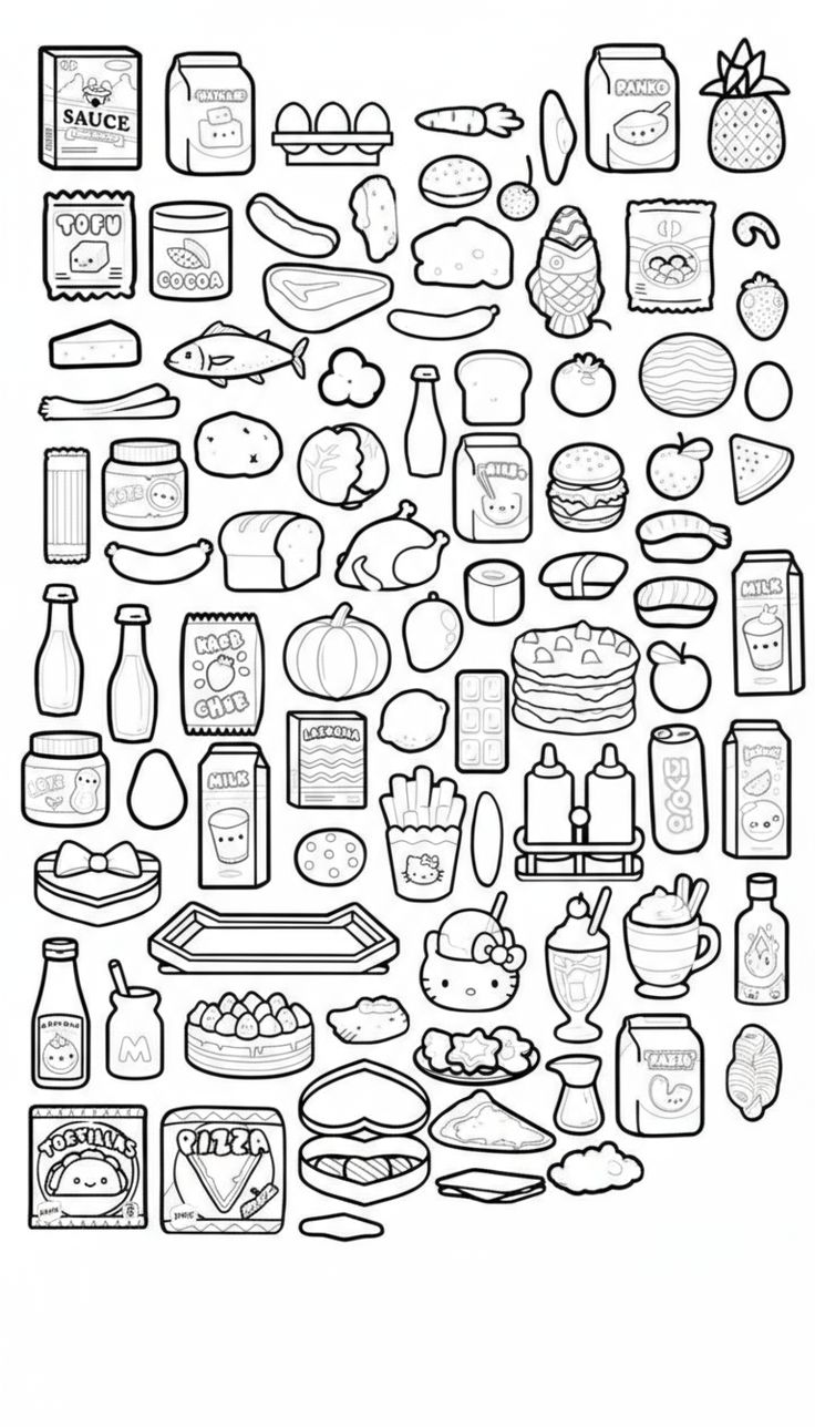 ideias de desenhos de comida para colorir fofos