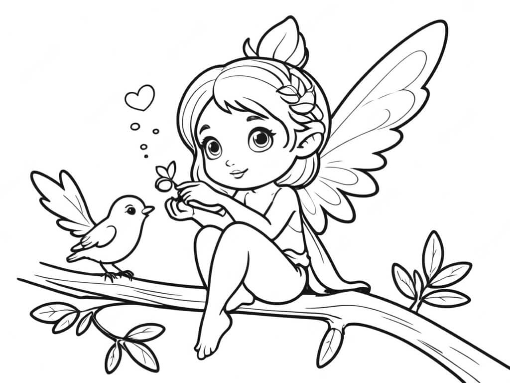 desenho de fada com varinha mágica para colorir
