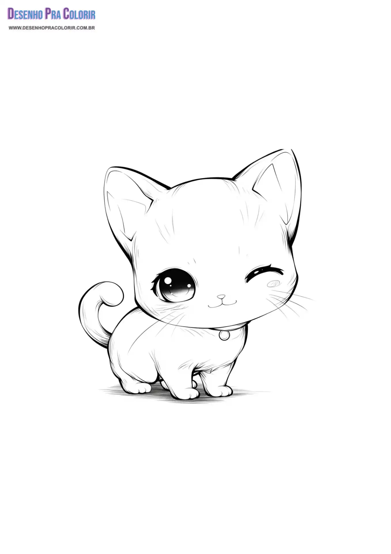 melhores desenhos de gato kawaii para imprimir