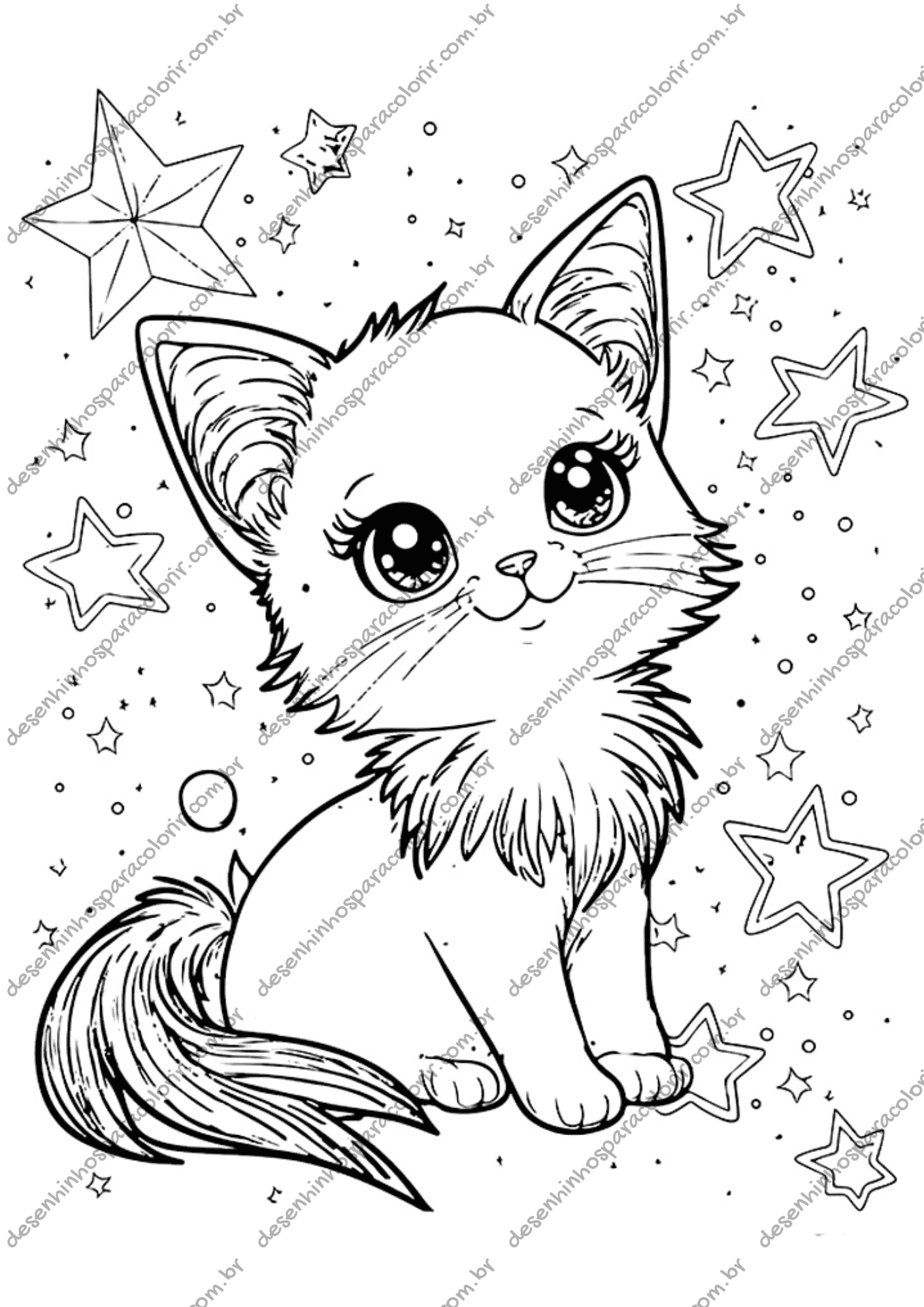 custo de materiais para colorir desenhos de gato kawaii