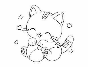 desenho de gato kawaii para colorir