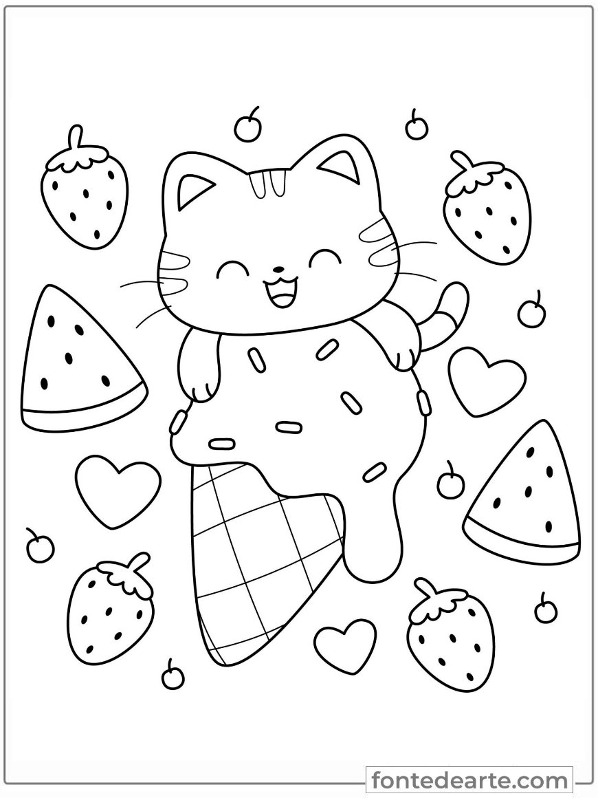 erros comuns ao colorir desenhos de gato kawaii