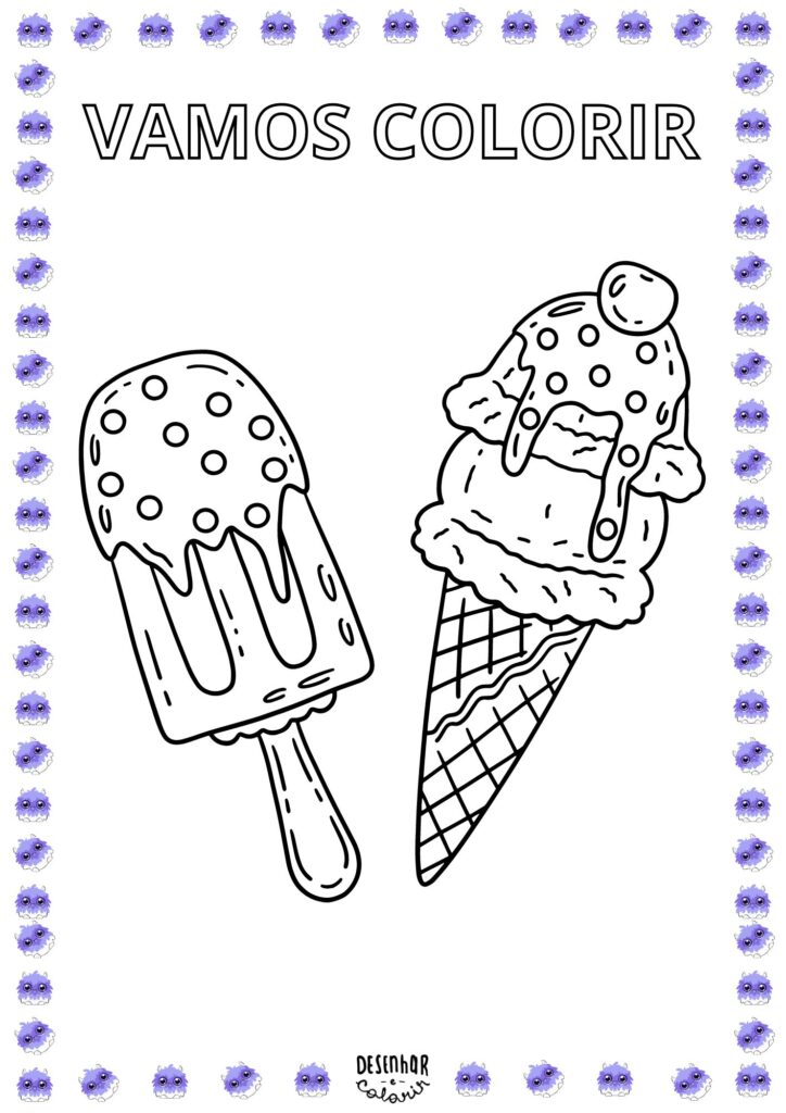 desenho de picolé para colorir