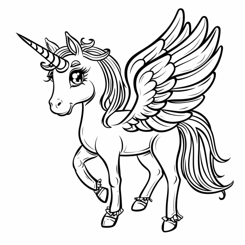 desenho de unicórnio com asas para colorir