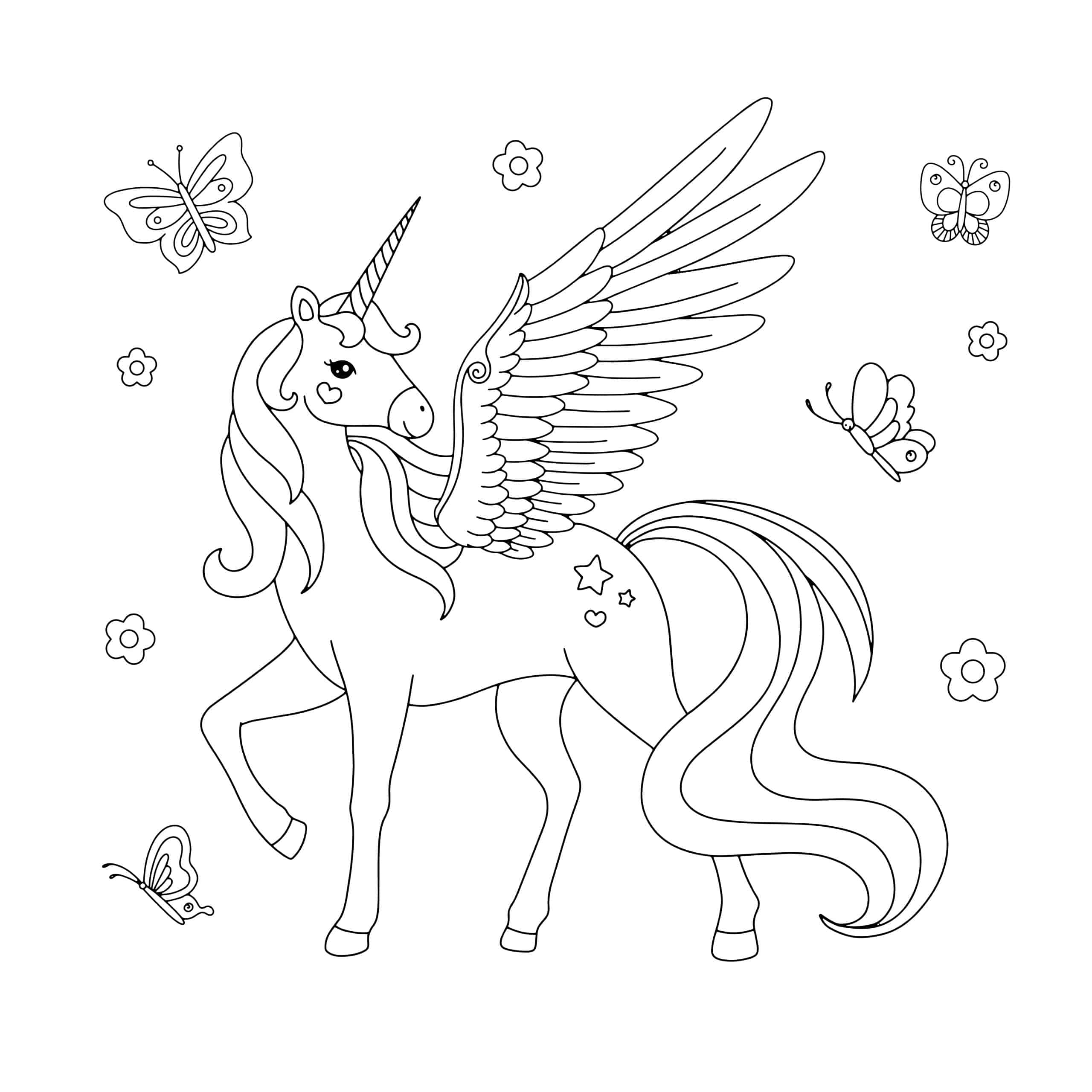 desenho de unicórnio com asas para colorir
