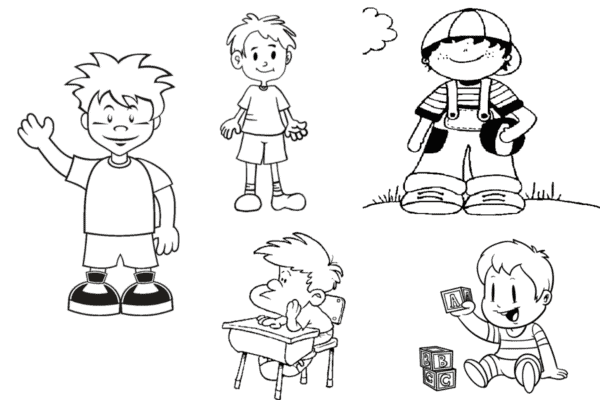 desenho para colorir menino dinossauro facil