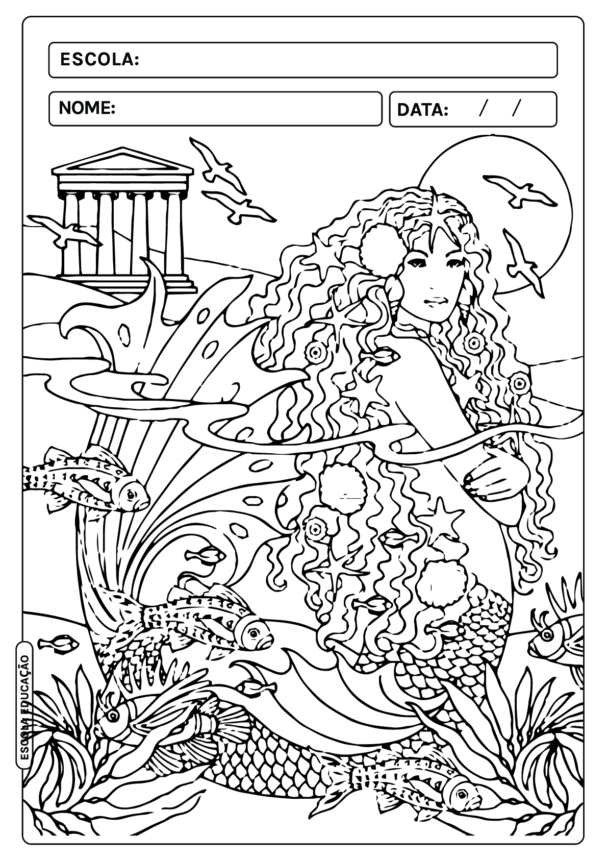 custo de materiais para colorir desenhos de sereia