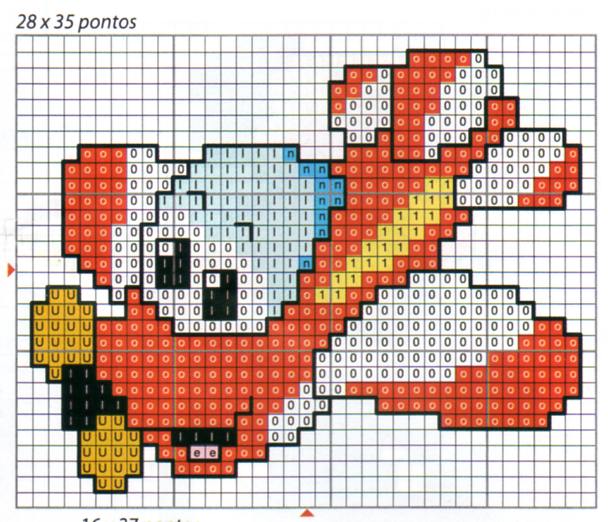 Gráficos de ponto cruz para toalhinhas de bebê com temas de animais e personagens.