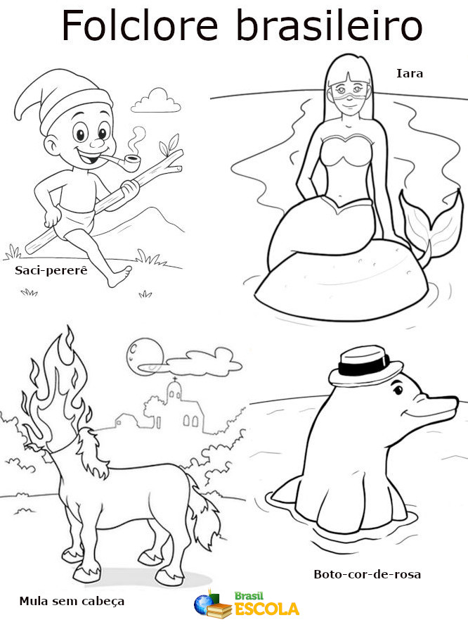 saci pererê para colorir