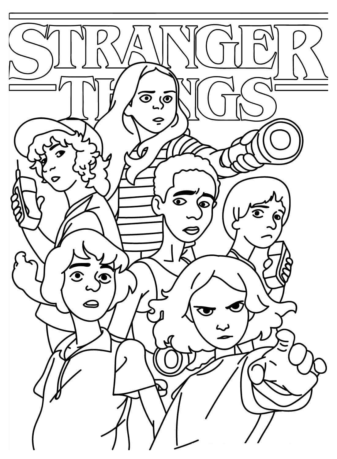 personagens stranger things para colorir