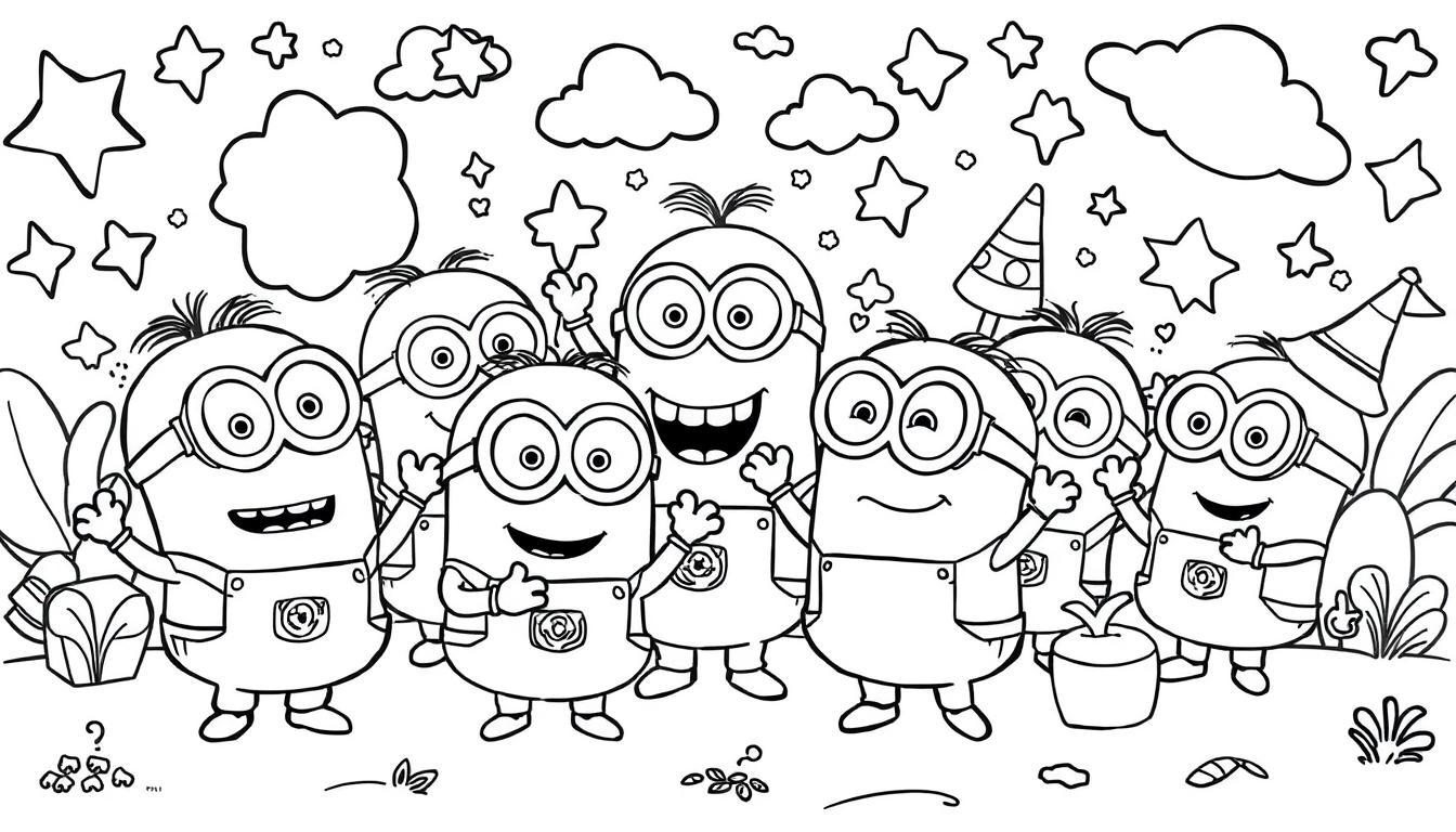 Minions para colorir PDF
