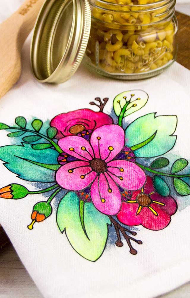 desenhos de flores com frutas para pano de prato