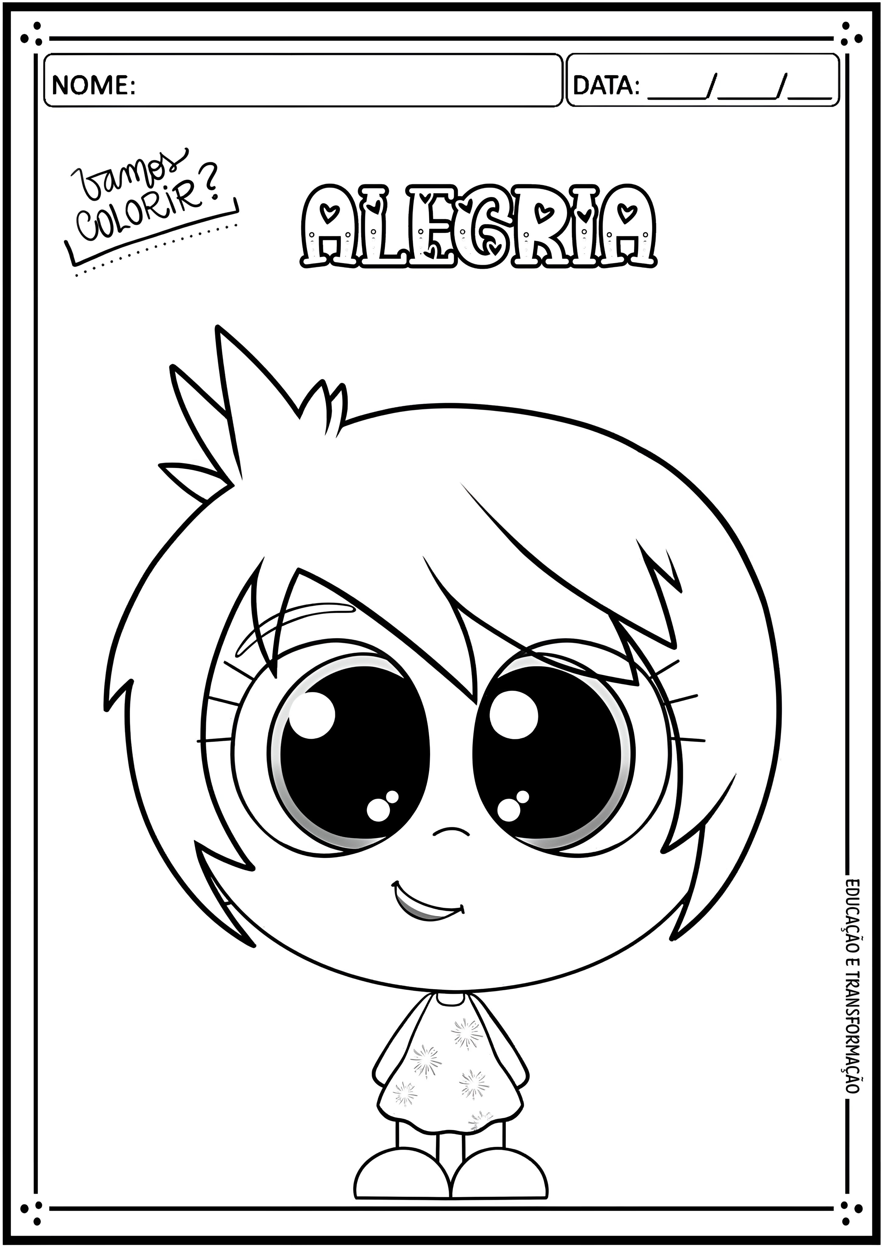 papel para colorir divertida mente