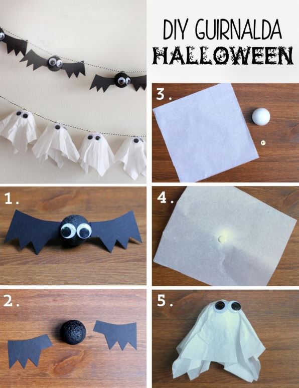 enfeite de halloween caseiro com fantasmas
