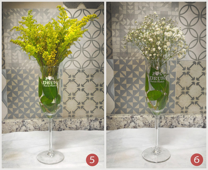 enfeite de mesa com copo