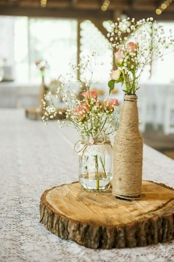 enfeites de mesa para casamento com bambu