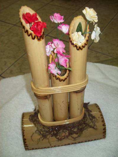 ideias de enfeites de mesa casamento bambu