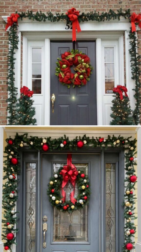 guirlanda tradicional versus enfeite minimalista natal porta