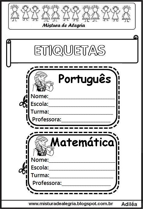 etiqueta escolar com nome