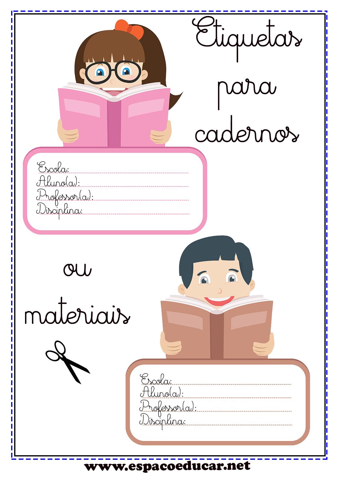 etiquetas para caderno infantil para imprimir