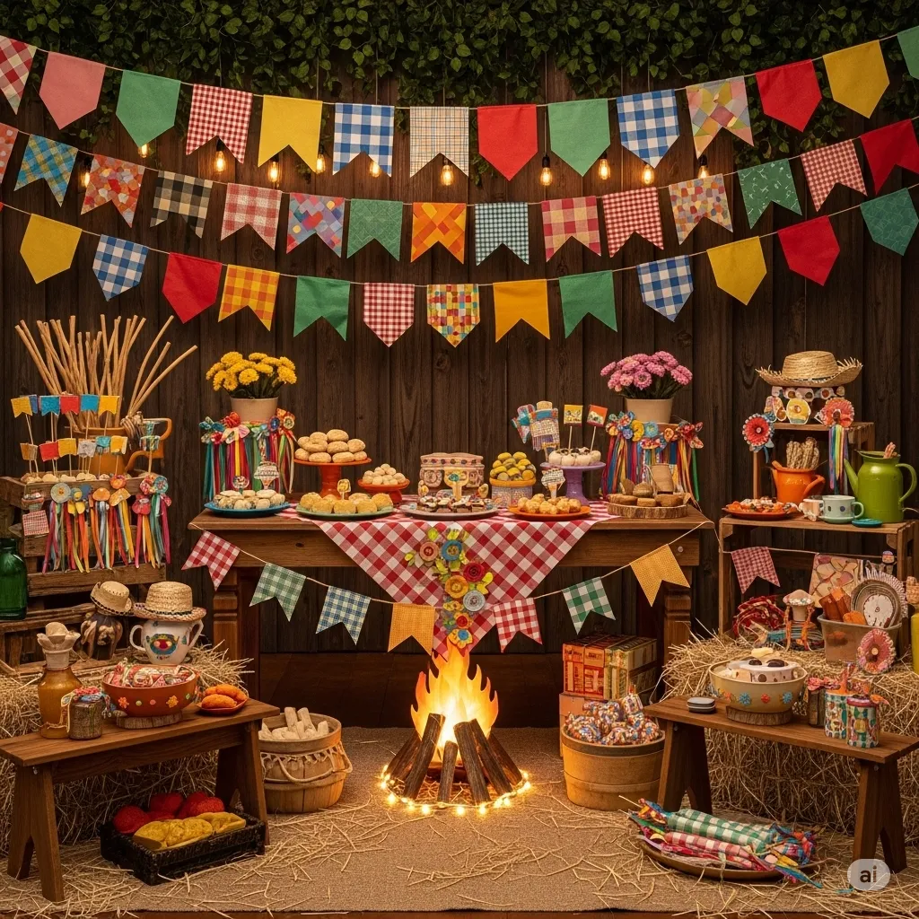 5 ideias de títulos:
1. Festa Junina em Casa: Decoração Rústica e Encantadora
2. DIY Festa Junina: Crie Seus Próprios Enfeites Caipiras
3. Os 10 Itens Essenciais para uma Decoração de Festa Junina Inesquecível
4. Decoração de Mesa Junina: Toques Criativos e Econômicos
5. Transforme Seu Arraiá: Dicas de Decoração com Elementos Tradicionais