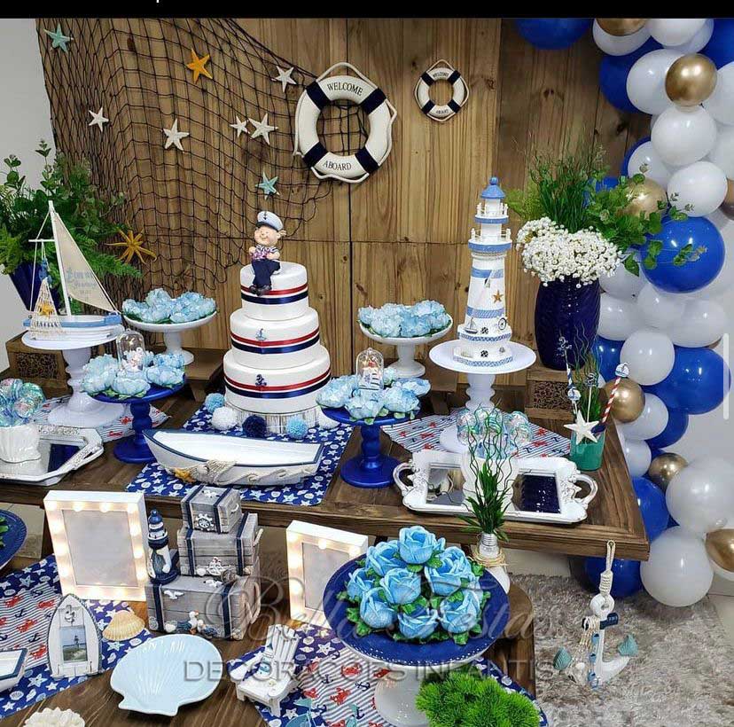 decoração de mesa principal festa marinheiro simples passo a passo