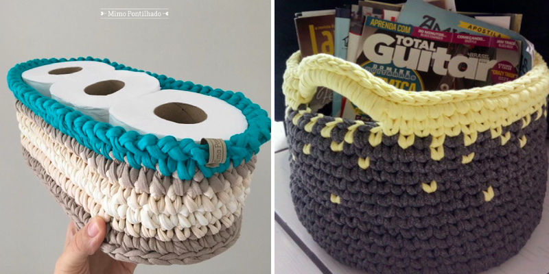 organizador de crochê fio de malha