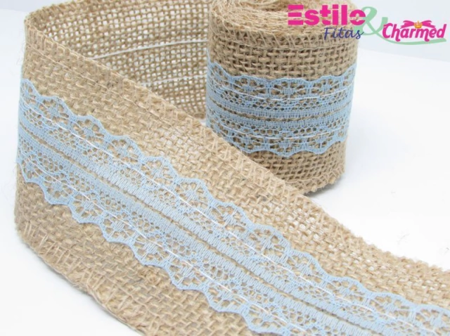 fita juta natural com renda para convite casamento