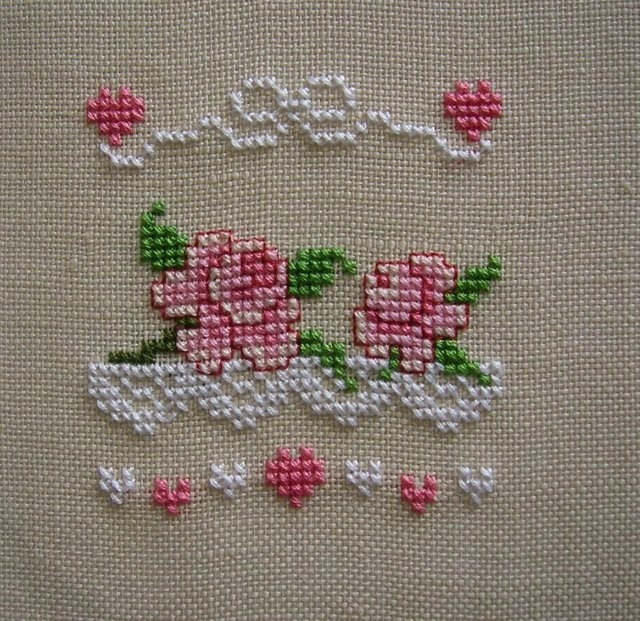 ponto cruz flor vintage