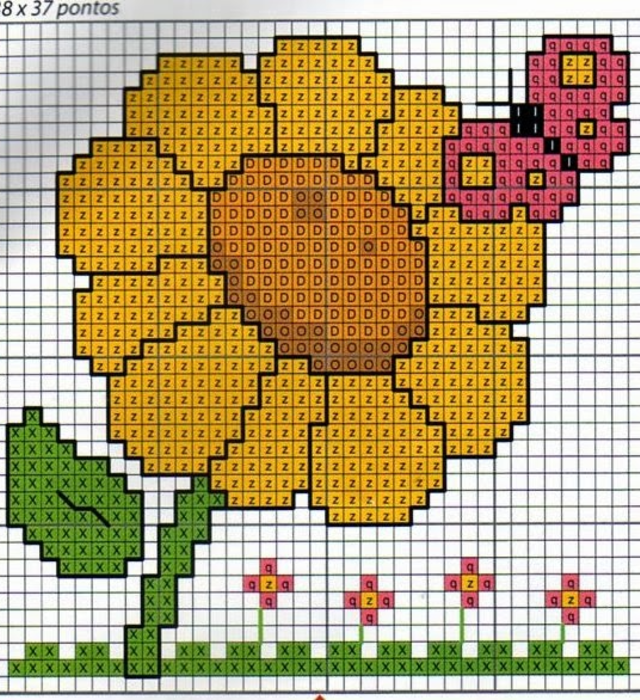 ponto cruz flor rosa
