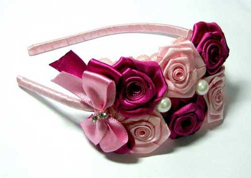 flores de fita de cetim fina