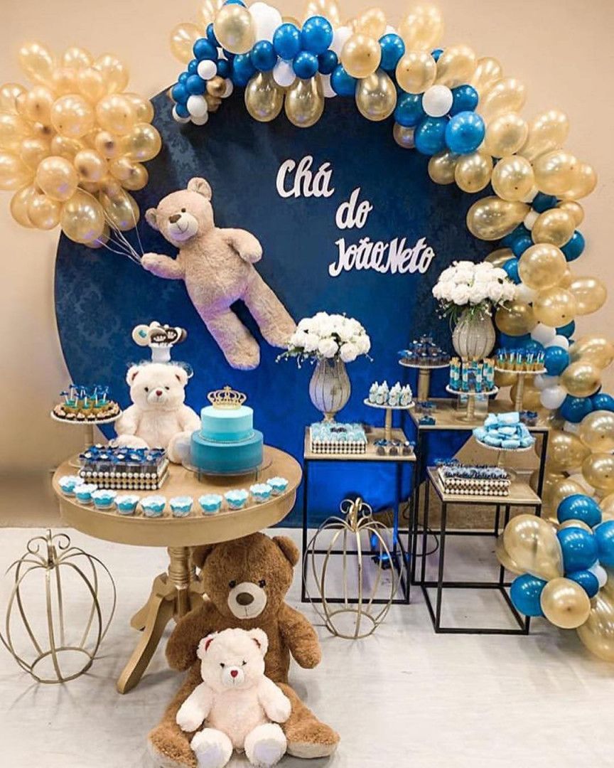 DIY: Decoração de Chá de Bebê Menino com Balões e Nuvens