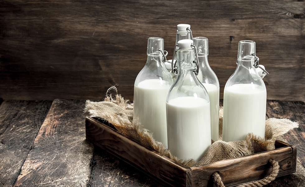 garrafa de vidro de leite