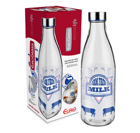 garrafa de vidro de leite