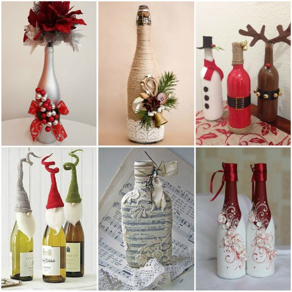 ideias de garrafas decoradas com tecido para festas